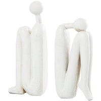 Contemporary White Polystone Bookends Set UMA Home Decor