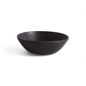 Handmade Stoneware Soup Plate | Dadasi 7.9": Matte Black GHARYAN Stoneware & Olive Wood Tableware