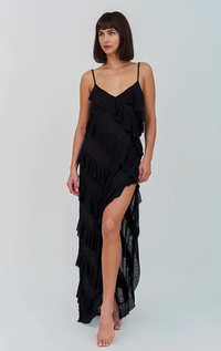 Mermaid Asymmetric Ruffle Dress: Watermelon / Standard pītusa