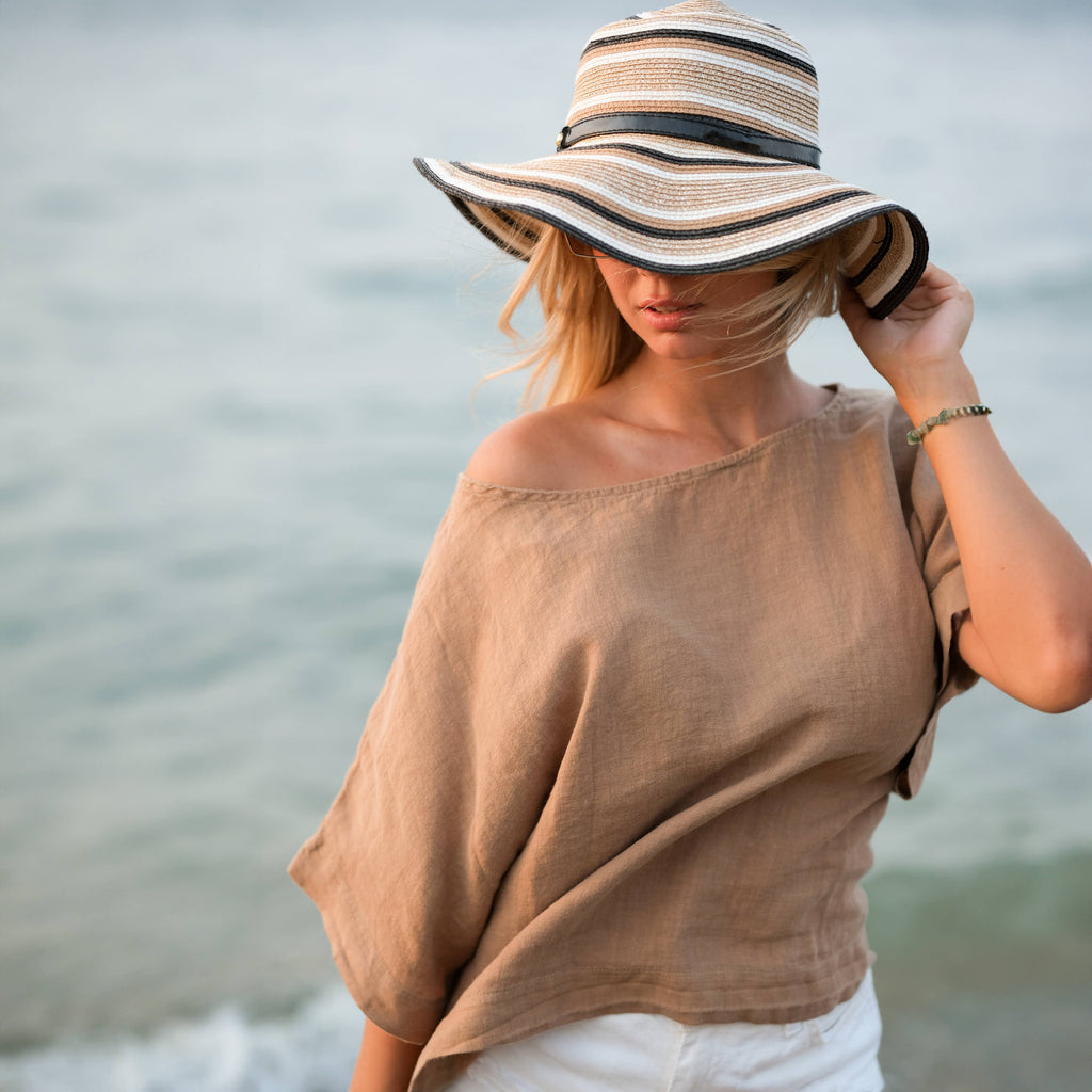 Pure Linen Beige Top: Light Brown Moa