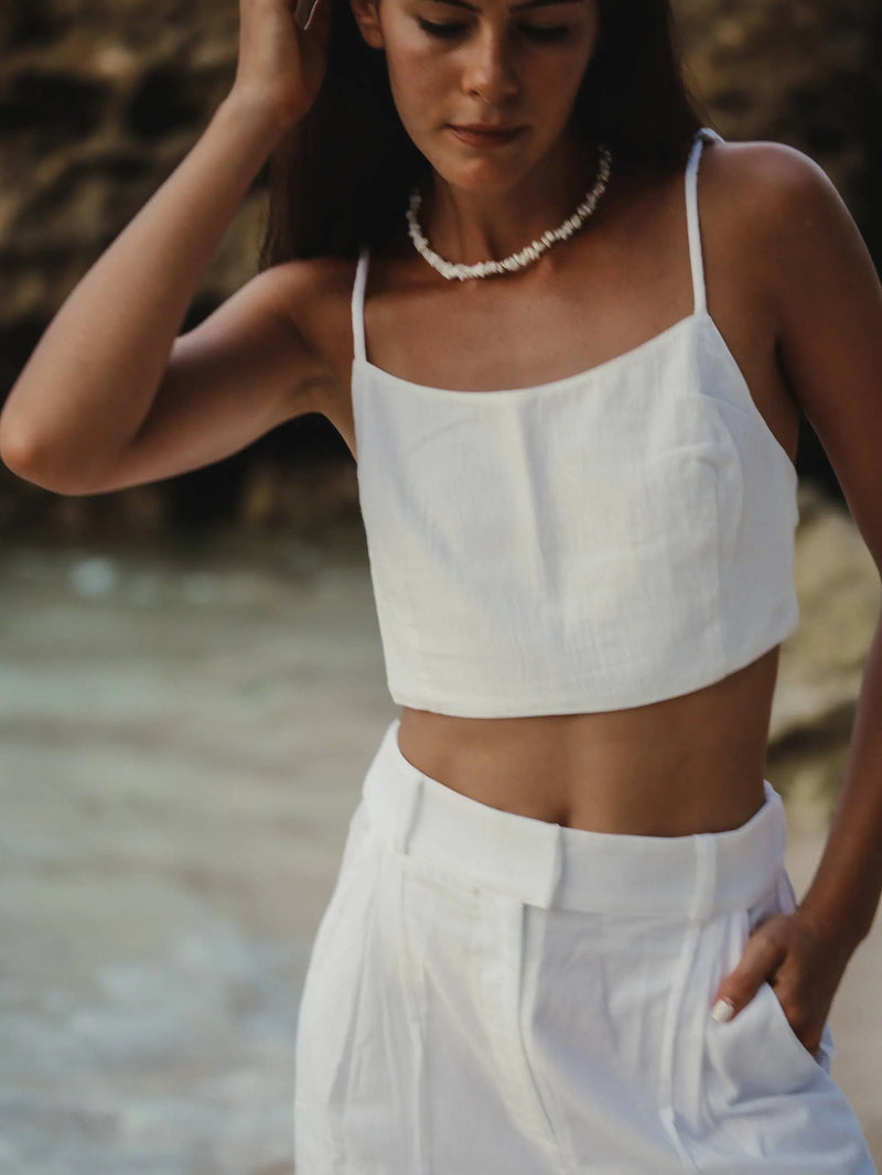 Kala Top - White | 100% Turkish Cotton Loungewear Summer Beach Bikini Top Adjustable Straps Lightweight Different Colors Women's Clothing: Medium/Large - Million Dollar Style