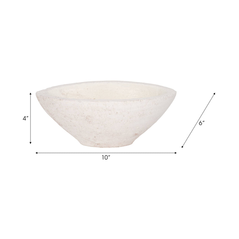 Terracotta Artisanal Tapered Rough Bowl - White, 10 in. Sagebrook Home