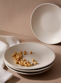 Handmade Stoneware Dinner Plate | Dadasi 10.2": Matte Black GHARYAN Stoneware & Olive Wood Tableware