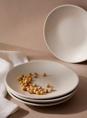 Handmade Stoneware Dinner Plate | Dadasi 10.2": Matte Black GHARYAN Stoneware & Olive Wood Tableware