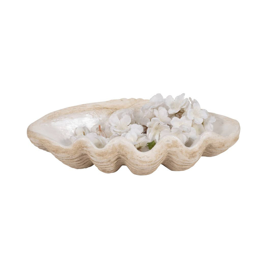 Polyresin Coastal Novelty Shell Bowl - Ivory, 16 in. Sagebrook Home