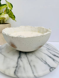 Half Moon Candle: White / Moroccan Cashmere Fancy Concrete