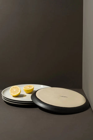 Stoneware Flat Dinner Plate | Edan 11.2": Matte Black GHARYAN Stoneware & More