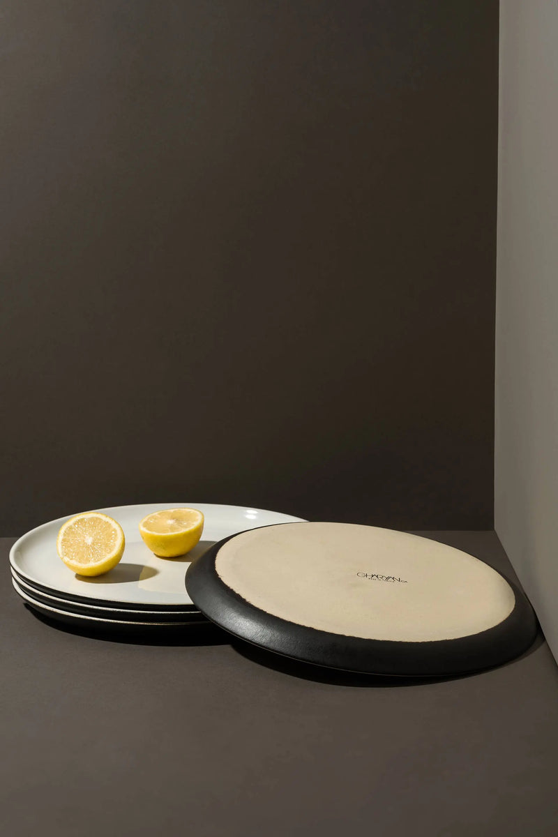 Stoneware Flat Dinner Plate | Edan 11.2": Matte Black GHARYAN Stoneware & More