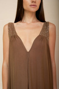 Aliyah V-Neck Dress: Chocolate / STANDARD