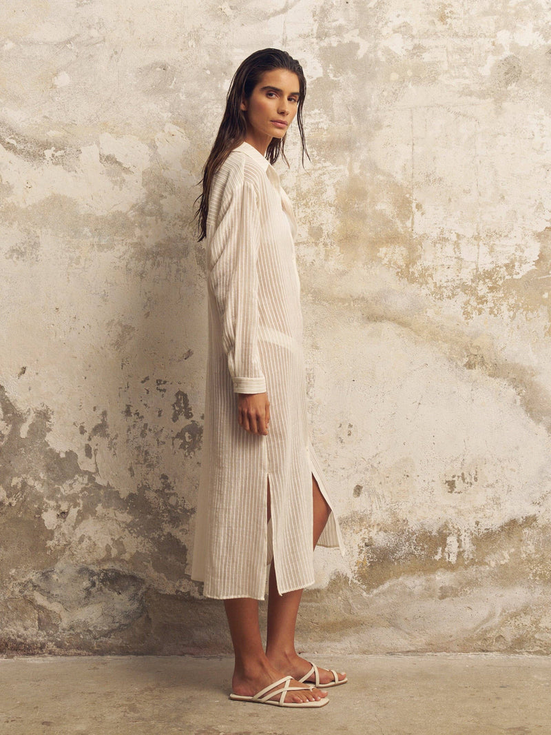 Voyage Shirt Dress - White Stripes: White Stripes / One Size The Handloom