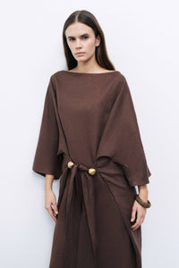 Accessory Detailed Midi Dress: Coffee / M/L NOCTURNE
