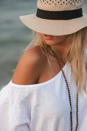 Pure Linen White Top: White Moa