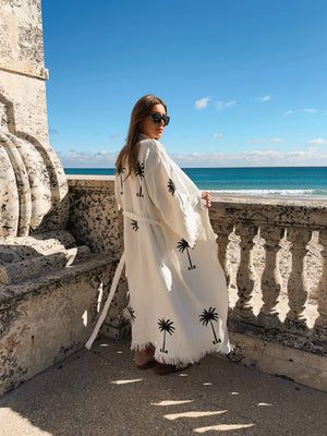 White Woman’s Organic Cotton Kimono Palm Beach Beachwear