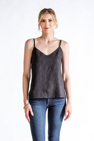 Cami Linen Tank: Black / Small Arte Italica & Crown Linen Designs