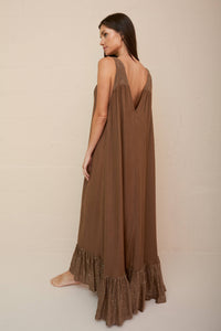 Aliyah V-Neck Dress: Chocolate / STANDARD