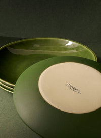 Handmade Stoneware Dinner Plate | Dadasi 10.2": Matte Black GHARYAN Stoneware & Olive Wood Tableware