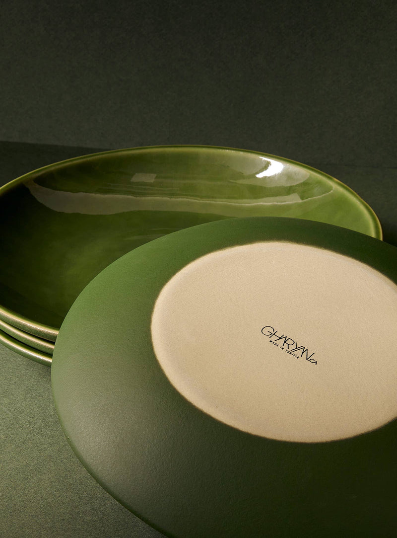 Handmade Stoneware Dinner Plate | Dadasi 10.2": Matte Black GHARYAN Stoneware & Olive Wood Tableware