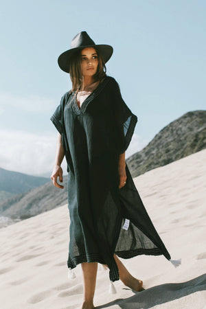 Ela Kaftan - Black: Black / One Size The Handloom