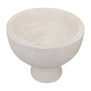 Wood Elevated Sculptural Footed Modern Bowl - White, 8 in. Sagebrook Home