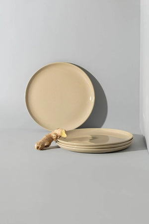 Stoneware Flat Dinner Plate | Edan 11.2": Matte Black GHARYAN Stoneware & More