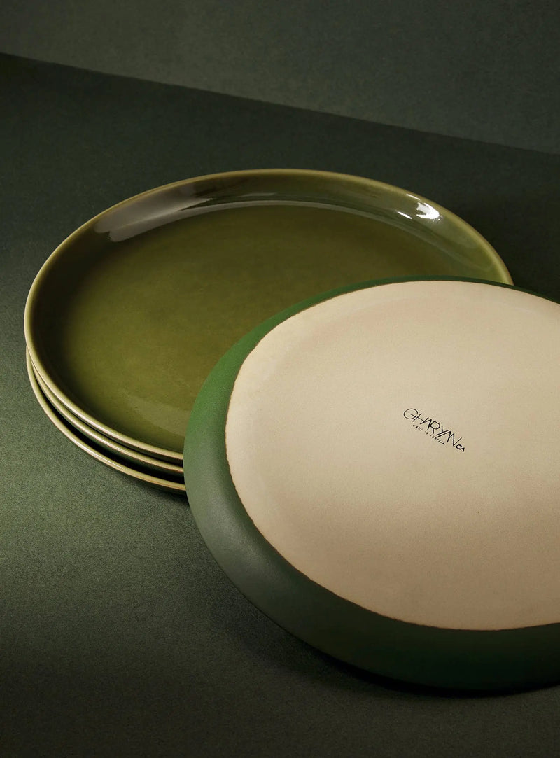 Stoneware Flat Dinner Plate | Edan 11.2": Matte Black GHARYAN Stoneware & More