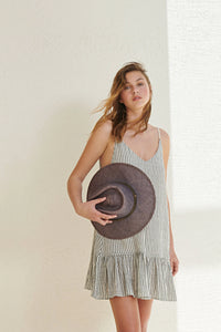Liv Mini Ruffle Dress - Black Stripes: Black Stripes / One Size The Handloom