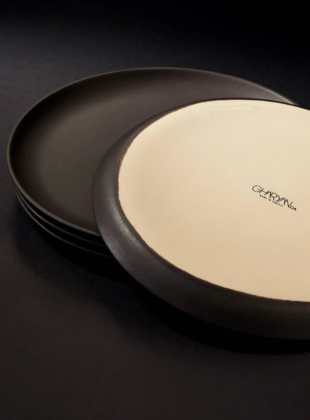 Stoneware Flat Dinner Plate | Edan 11.2": Matte Black GHARYAN Stoneware & More