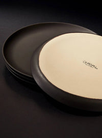 Stoneware Flat Dinner Plate | Edan 11.2": Matte Black GHARYAN Stoneware & More