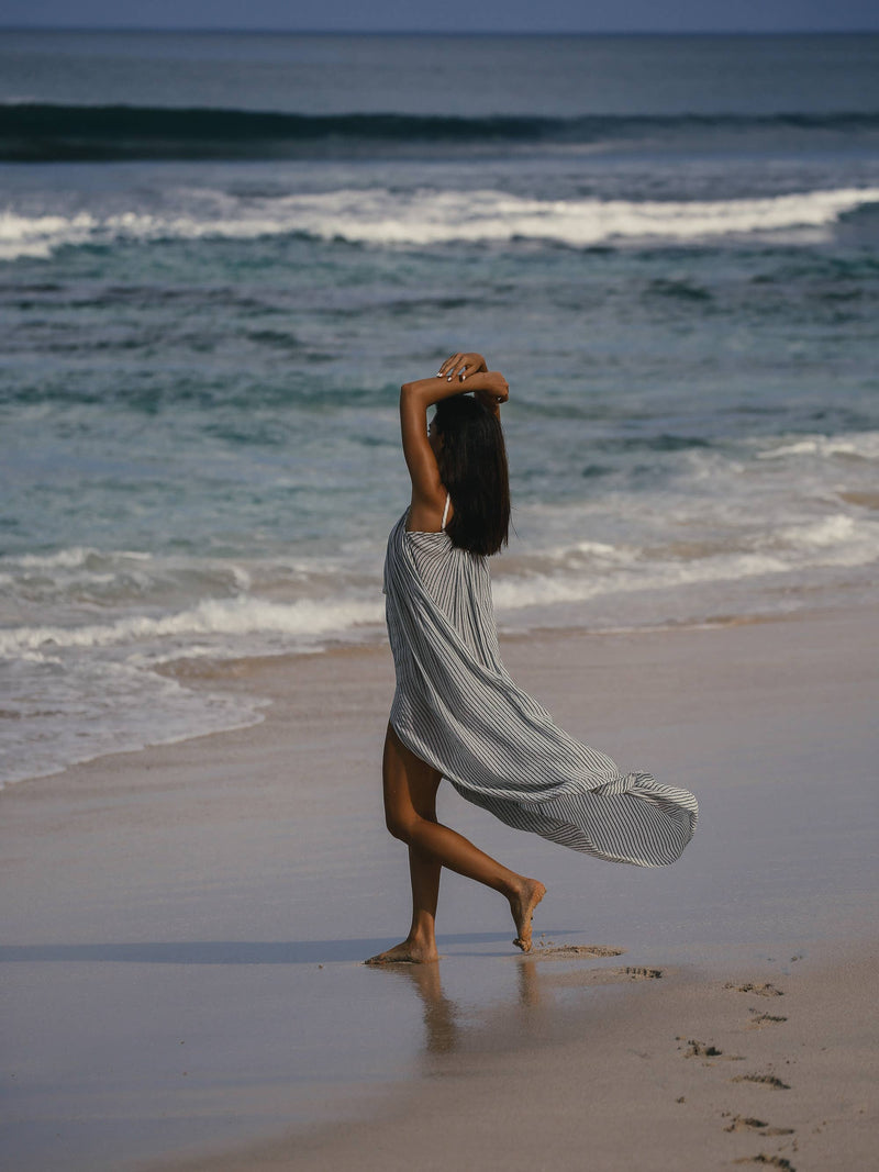 Breeze Beach Dress - Black Stripes: Black Stripes / One Size The Handloom