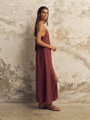 Lucid Midnight Maxi Dress - Burgundy: Burgundy / M-L The Handloom