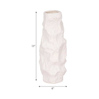 Ceramic Abstract Jagged Textured Vase - White, 17 in. Sagebrook Home