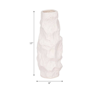Ceramic Abstract Jagged Textured Vase - White, 17 in. Sagebrook Home