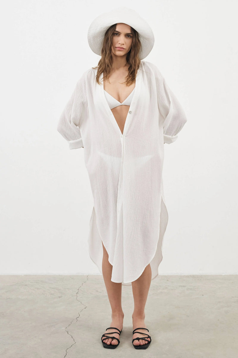 Terra Shirt Dress - White: White / One Size The Handloom