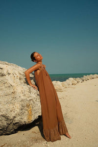 Aliyah V-Neck Dress: Chocolate / STANDARD