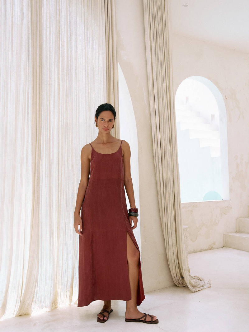Lucid Midnight Maxi Dress - Burgundy: Burgundy / M-L