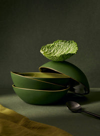 Handmade Stoneware Soup Plate | Dadasi 7.9": Matte Black GHARYAN Stoneware & Olive Wood Tableware