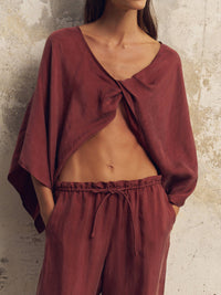 Lucid Knot Top - Burgundy: Burgundy / One Size The Handloom