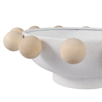 Fir Wood Metal Casual Novelty Sphere Bowl - White, 13 in. Sagebrook Home