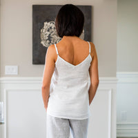 Cami Linen Tank: White / Small Arte Italica & Crown Linen Designs