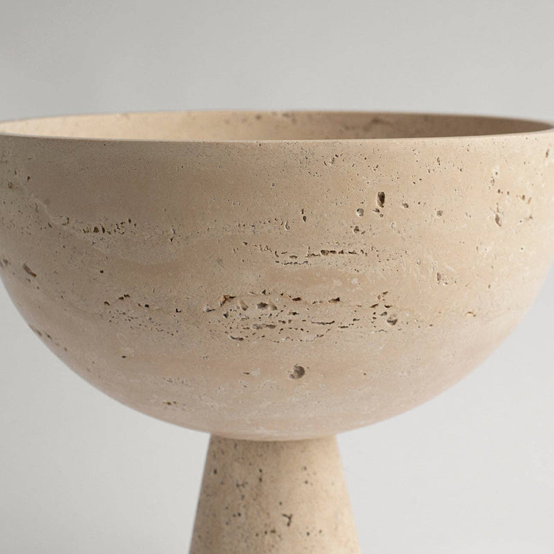 TRAVERTINE PEDESTAL BOWL: XL Kiwano Concept