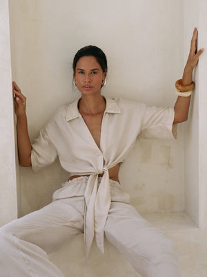 Lucid Tie Shirt - Sand: Sand / S-M The Handloom