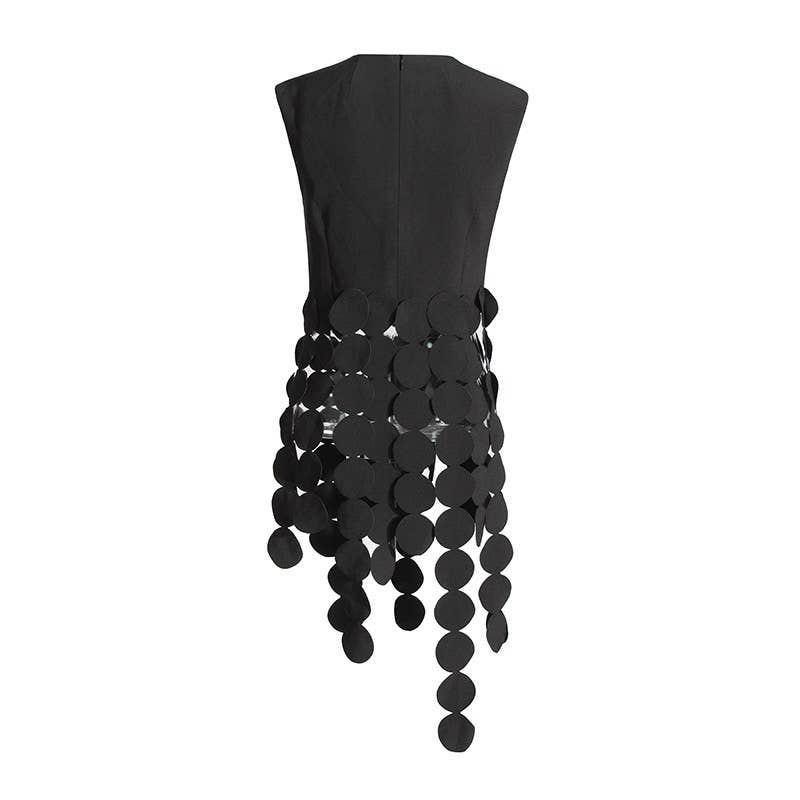 TP020 Summer Elegance: Sleeveless Tassel Top: Black / English / L Productseeker