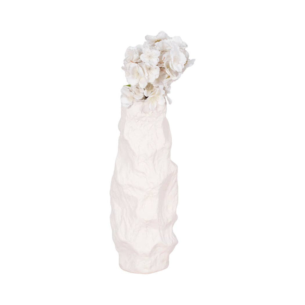 Ceramic Abstract Jagged Textured Vase - White, 17 in. Sagebrook Home
