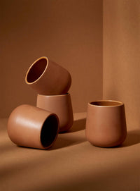 Handmade Stoneware Coffee & Tea Cup | Edan 7.5 oz: Matte Black GHARYAN Stoneware & Olive Wood Tableware