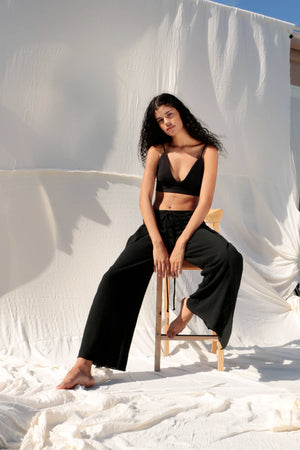 Sundown Top - Black | 100% Turkish Cotton Loungewear Summer: Medium/Large The Handloom
