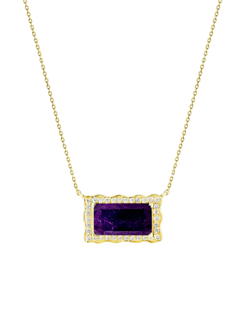 Amethyst CZ Diamond Rectangle Necklace "KYLIE Nayla Jewelry