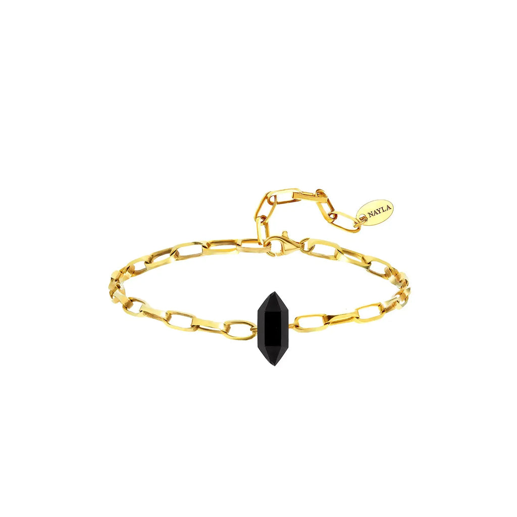 Cable Chain Black Onyx Crystal Bracelet Million Dollar Style