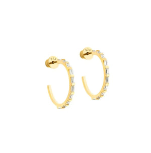 Baguette Diamond CZ Hoop Earrings Nayla Jewelry