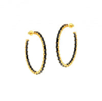 Black Baguette Large Hoops Earrings Nayla Jewelry