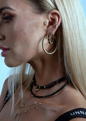 Black Crystal Hoop Statement Earrings "Alice" Nayla Jewelry